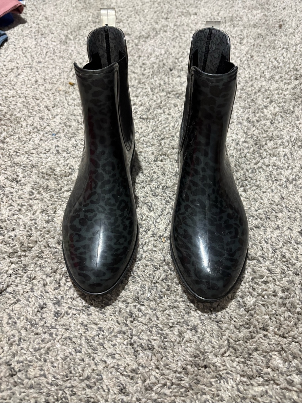 INC International Concepts Black Leopard-Print Rain Ankle Boots